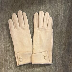Elegant Cream Gloves with Button Detail
